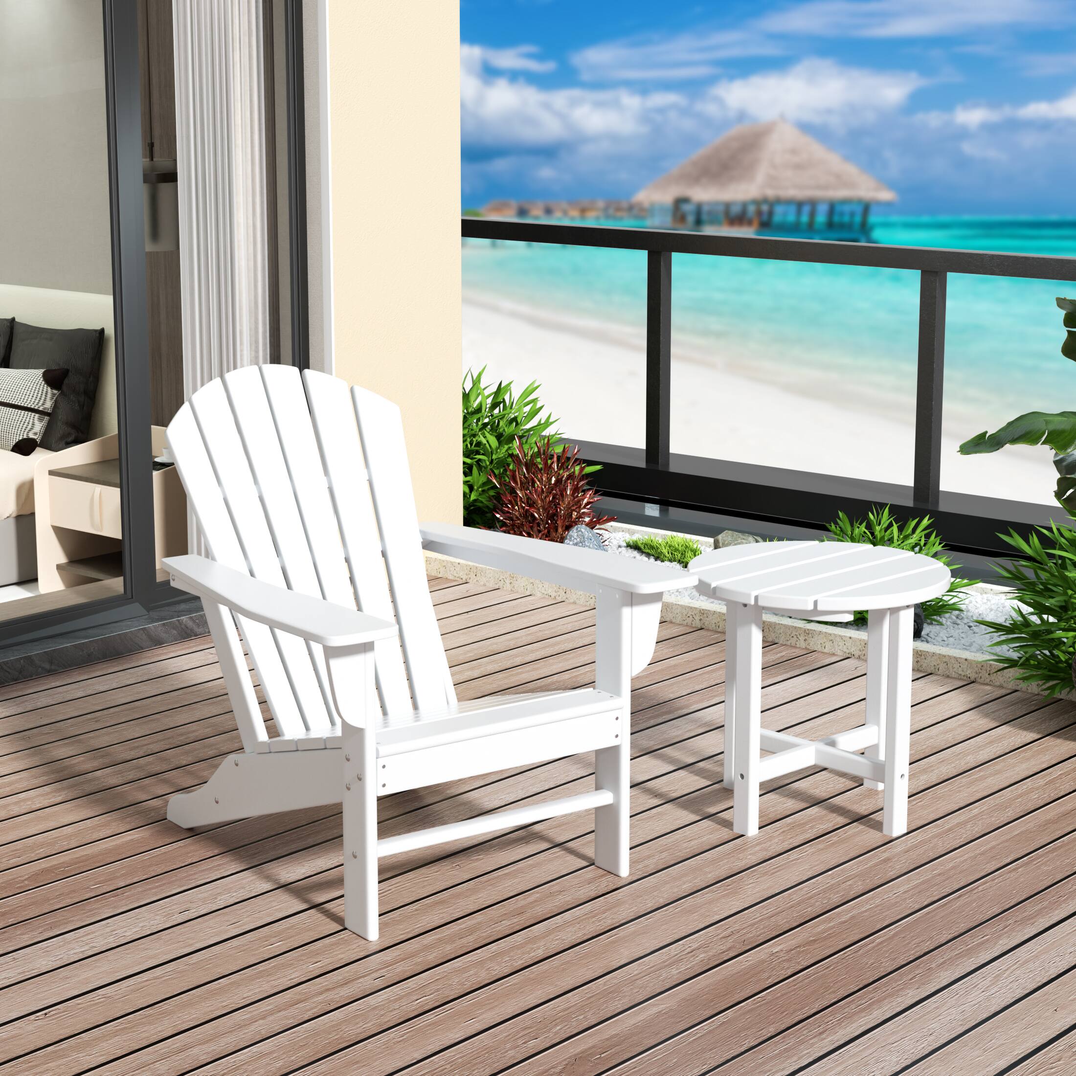 Angle. WestinTrends - WestinTrends Dylan Outdoor Adirondack Chair with Side Table Set - White.
