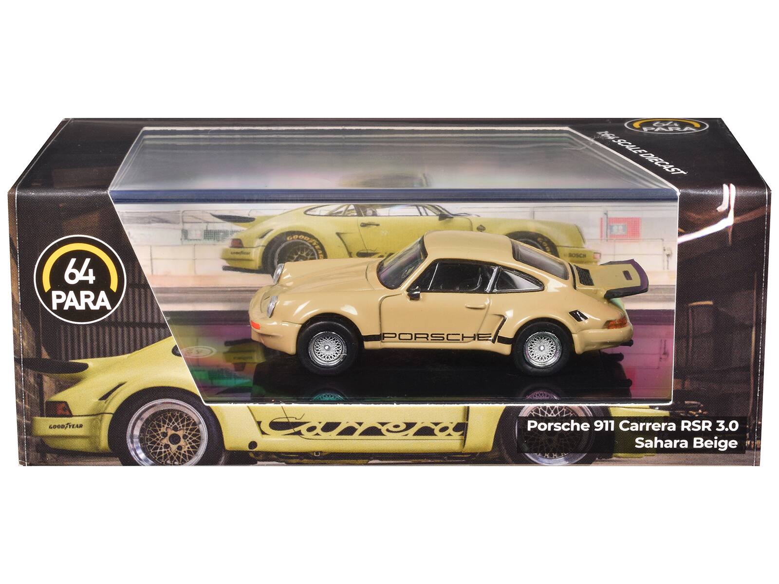 64 PARA  
GOOD GROETEA d PARA DEASOILE-DIECAST BOSCH PORSCHE GOODYEAR  
Porsche 911 Carrera RSR 3.0 Sahara Beige