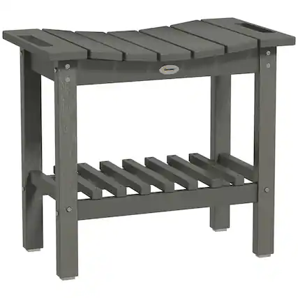 Front. Outsunny - Shower Bench for Inside Shower, HDPE Shower Stool with Handle, Storage Shelf, Non-Slip Pads - Dark Gray.