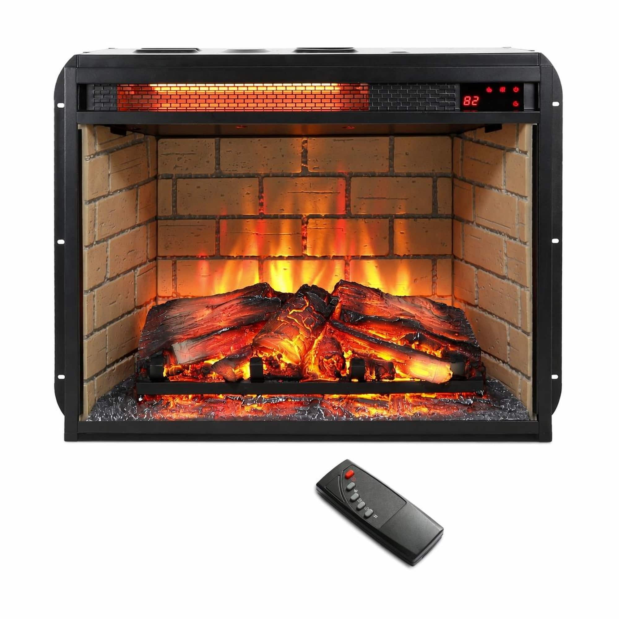 RYHNUYNE - 23 Inch Infrared Quartz Heater Fireplace Insert – Woodlog Version with Brick Design for TV Stand, Fireplace Cabinet - Antique Black price history on PriceWatchPro