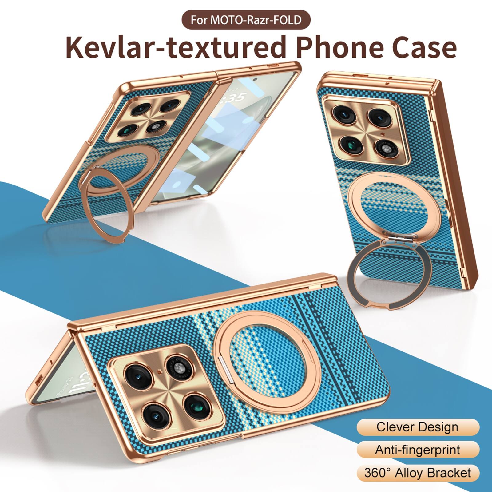 For MOTO-Razr-FOLD Kevlar-textured Phone Case

Clever Design
Anti-fingerprint
360° Alloy Bracket