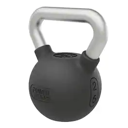 Power Systems - Elite Rubber Kettlebell - 25 lb - Premium Rubber Coated Kettlebell for Strength Training - Black