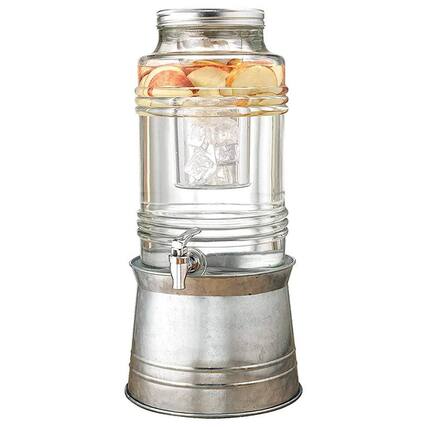 Front. Jay Import - Breeze 2.4 Gallon Beverage Dispenser With Ice Insert, Fruit Infuser, And Galvanized Base - Clear.