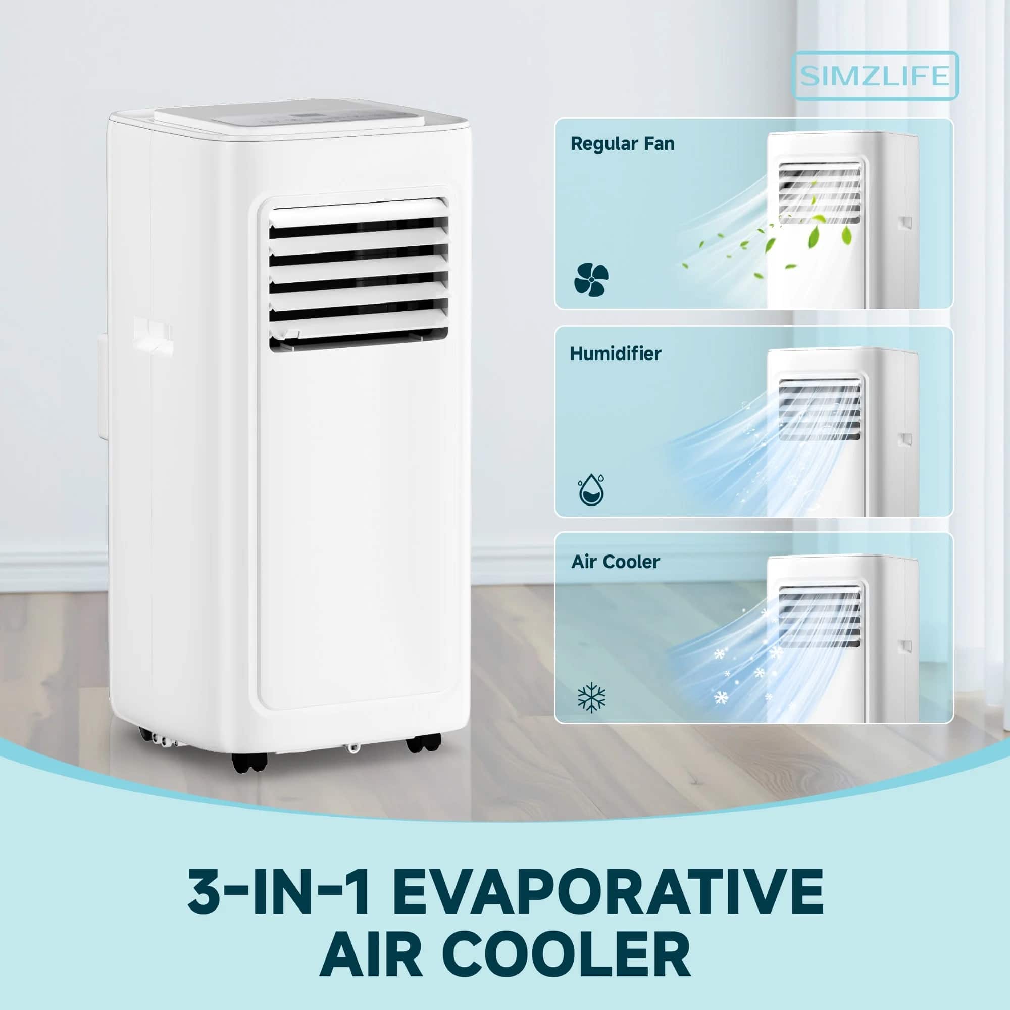 SIMZLIFE Portable Air Conditioner 8000 BTU , Dehumidifier, Fan