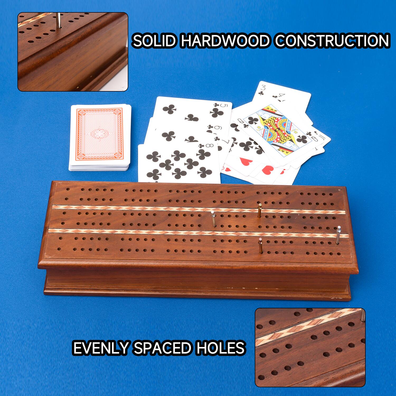 SOLID HARDWOOD CONSTRUCTION
EVENLY SPACED HOLES