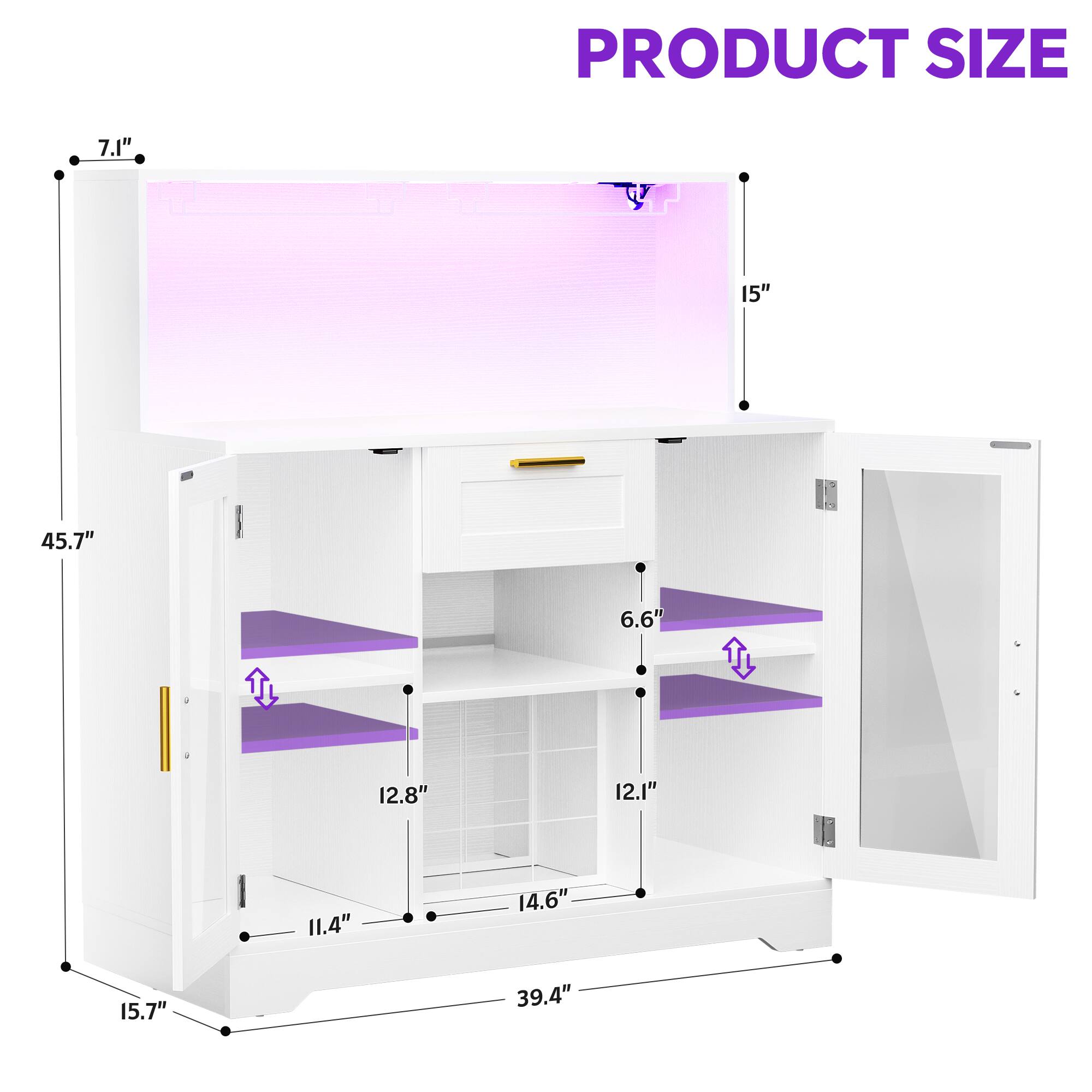 PRODUCT SIZE

7.1"  
15"  
45.7"  
6.6"  
12.8"  
12.1"  
11.4"  
14.6"  
15.7"  
39.4"
