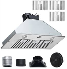 Lycvki - 39 inches - Convertible - Range Hood Insert - Stainless Steel