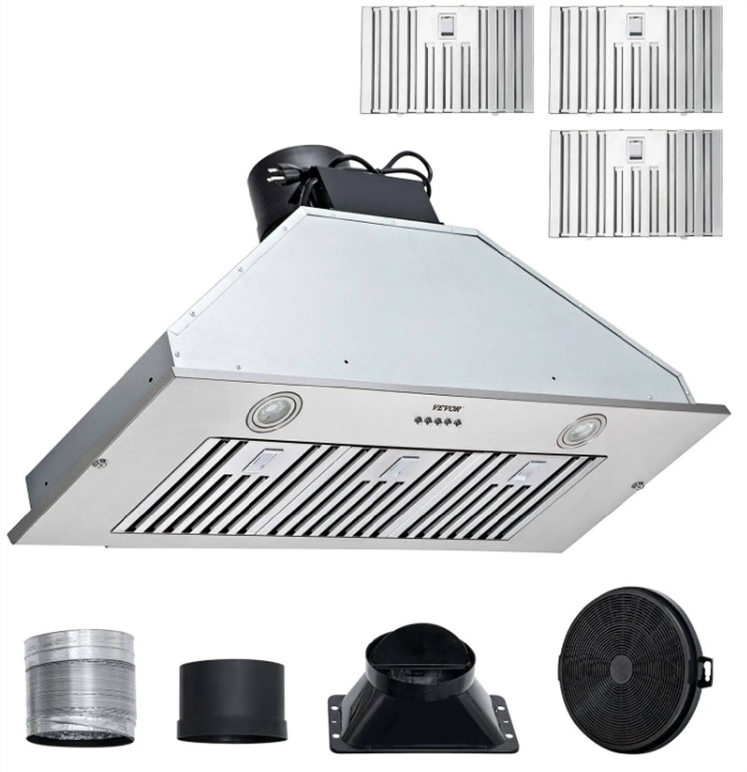 Front. Lycvki - 36 Inch Range Hood Insert 800CFM Stainless Steel Built-in Kitchen Vent Hood with Push Button Control - Stainless Steel.