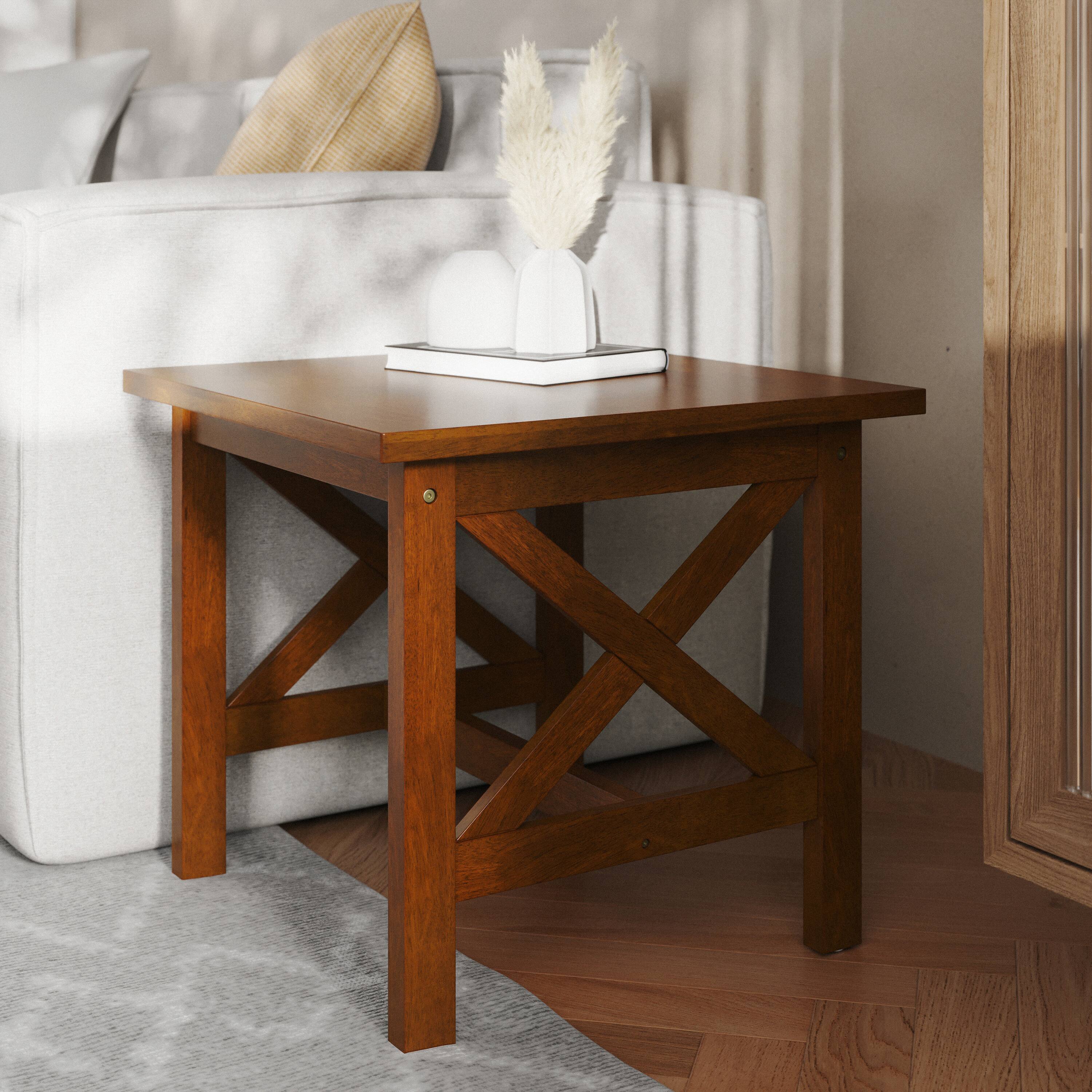 Alt View 3. Flash Furniture - Jasper Farmhouse Style Solid Wood End Table with Traditional X-Frame Design in Walnut - Brown.