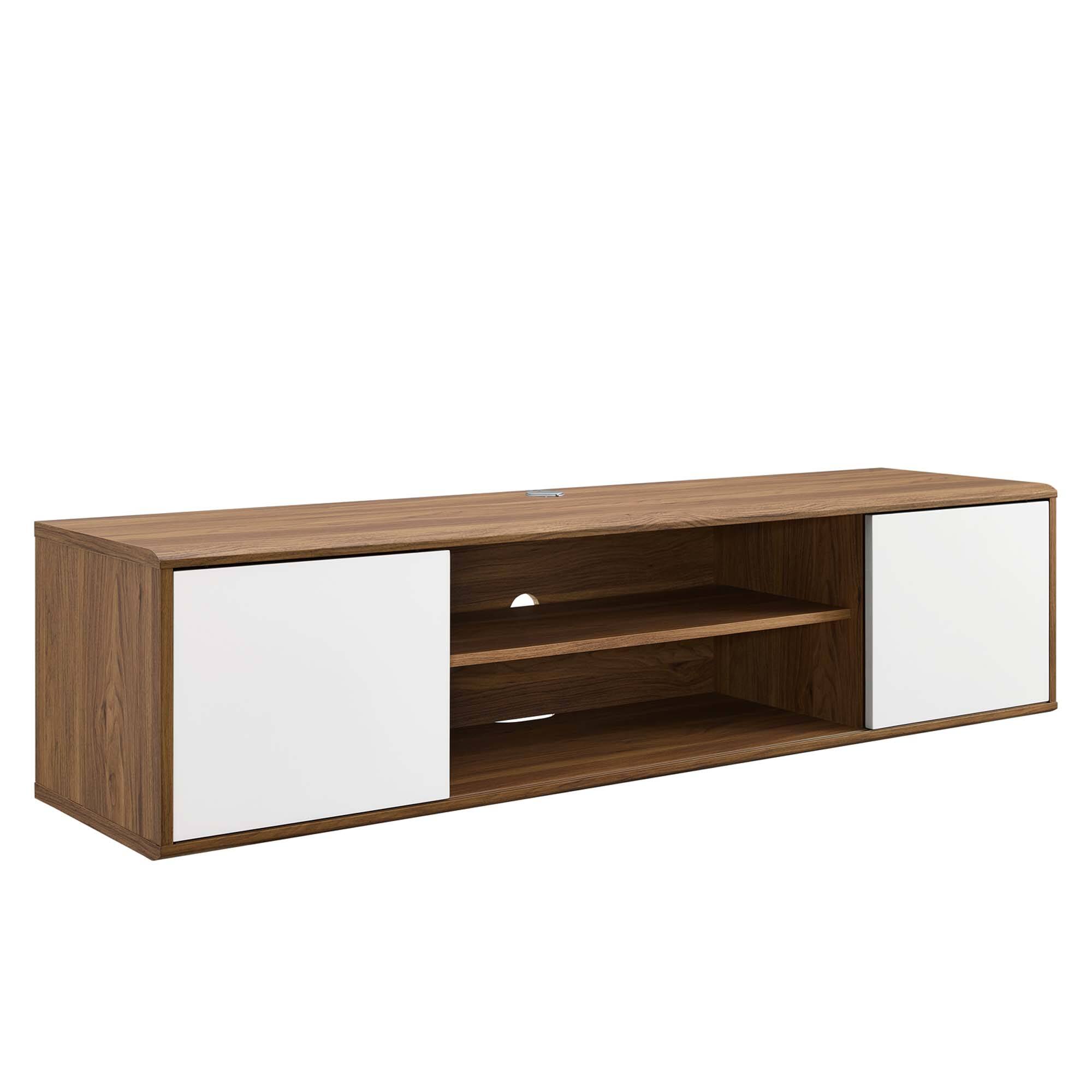 Angle. Modway - Envision 60" Wall Mount TV Stand by Modway - Walnut White.