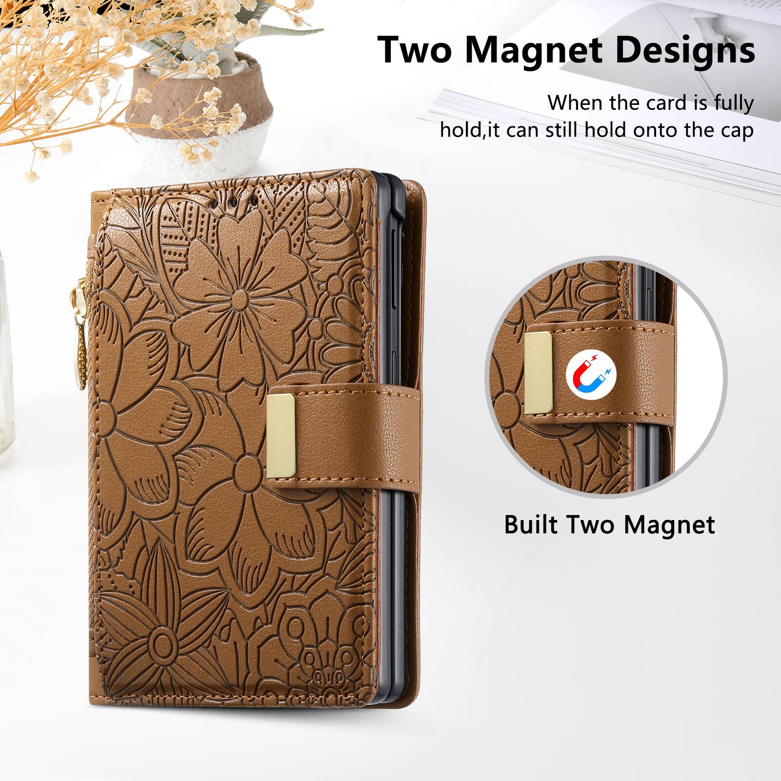 Two Magnet Designs  
When the card is fully hold, it can still hold onto the cap  
Built Two Magnet