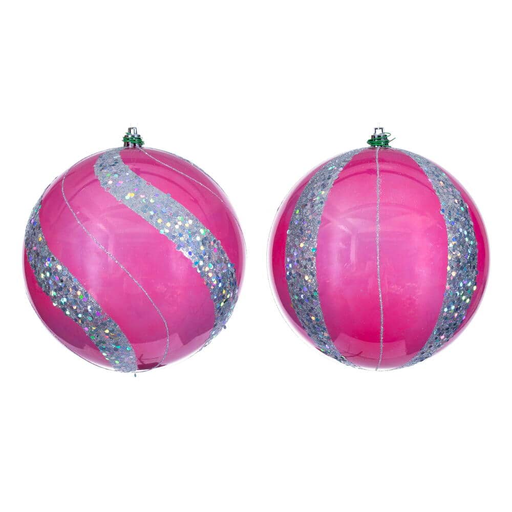 Vickerman - 6" Pearl Sequin Ball Ornament 4 Assorted - Pink