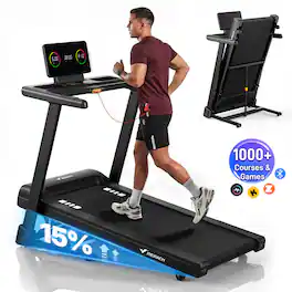 MERACH - Treadmill with Incline, 3.0HP Brushless Motor, 7.5 MPH, 43.5" Belt, Foldable Design & Bluetooth App - 15% Incline