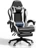 COQOOL - Gaming Chair with Footrest, Ergonomic Reclining Gamer Chair with Lumbar Support & Massage, Adjustable Headrest - Black
