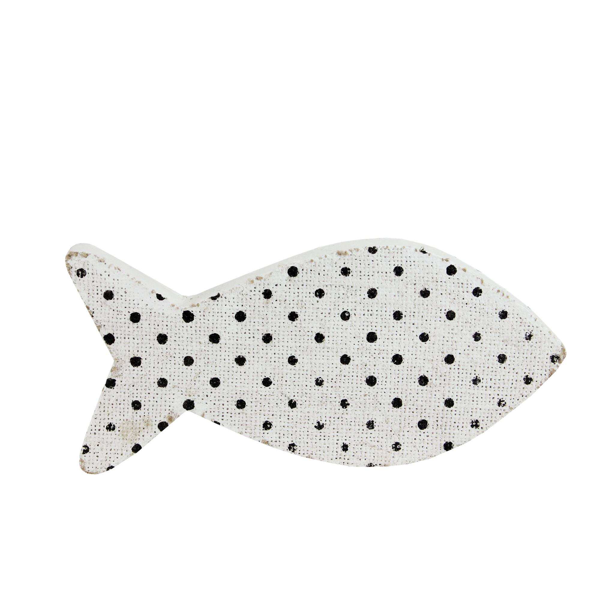 Front. Northlight - Cape Cod Inspired Polka Dot Fish Decoration - 10” - White and Black - White.