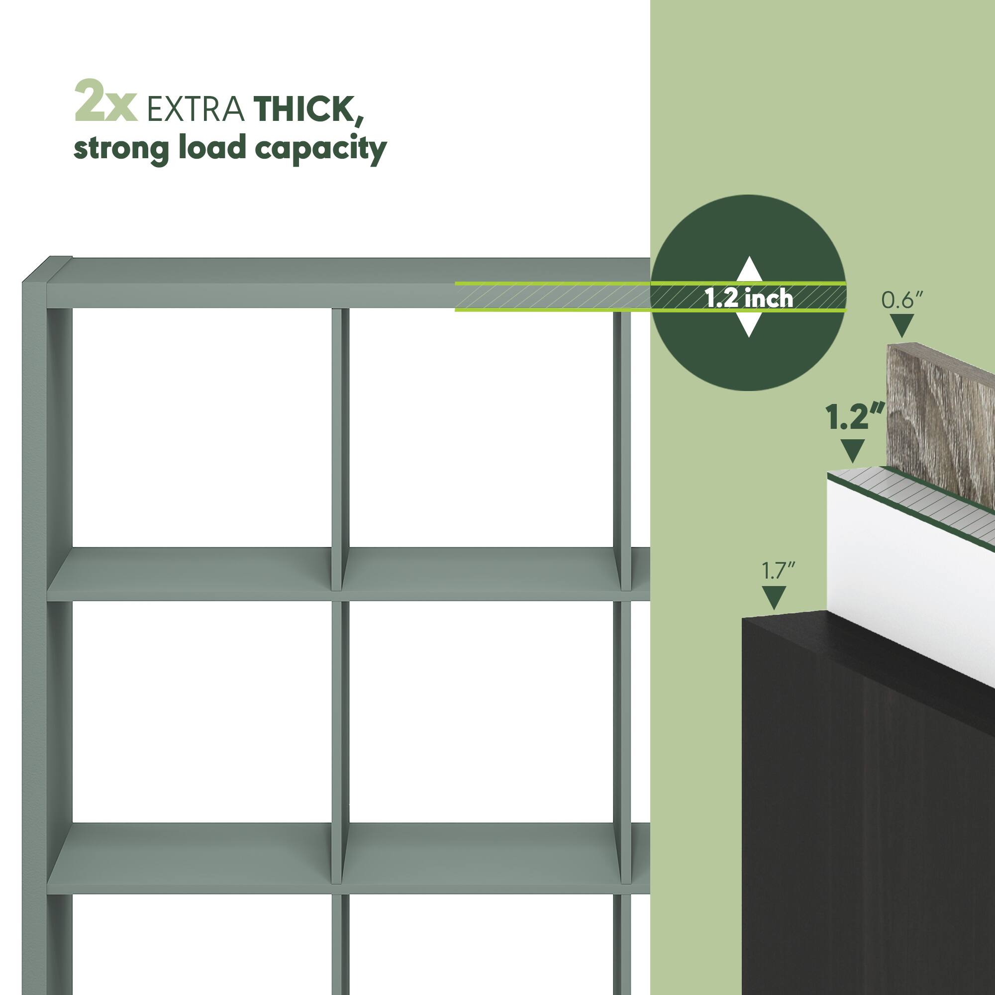 2x EXTRA THICK, strong load capacity

1.2 inch

0.6"

1.2"

1.7"