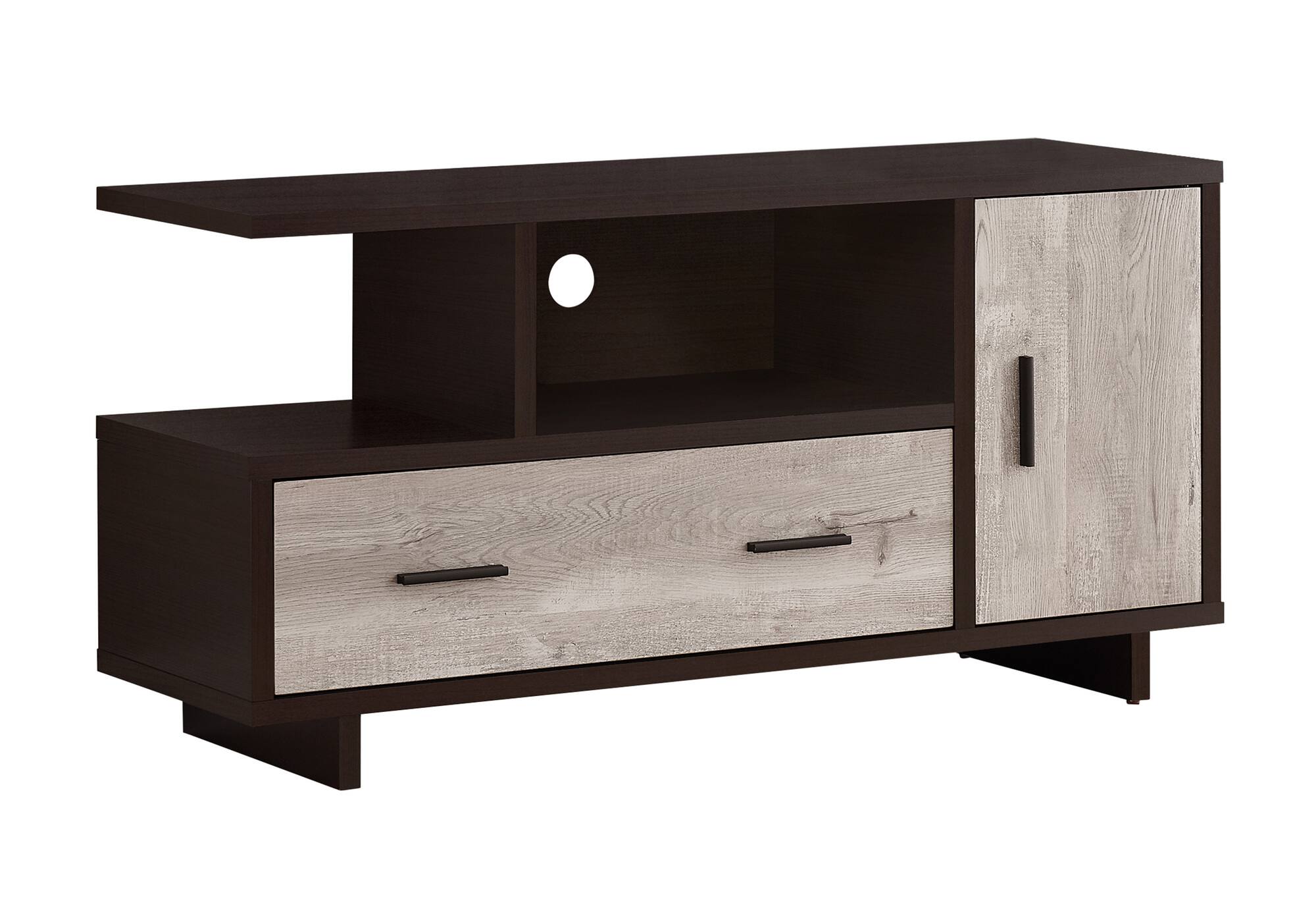 Angle. APRILSOUL - Tv Stand 48 Inch Console Media Entertainment Center Storage Cabinet Drawers Living Room Brown Laminate Contemporary - Espresso.