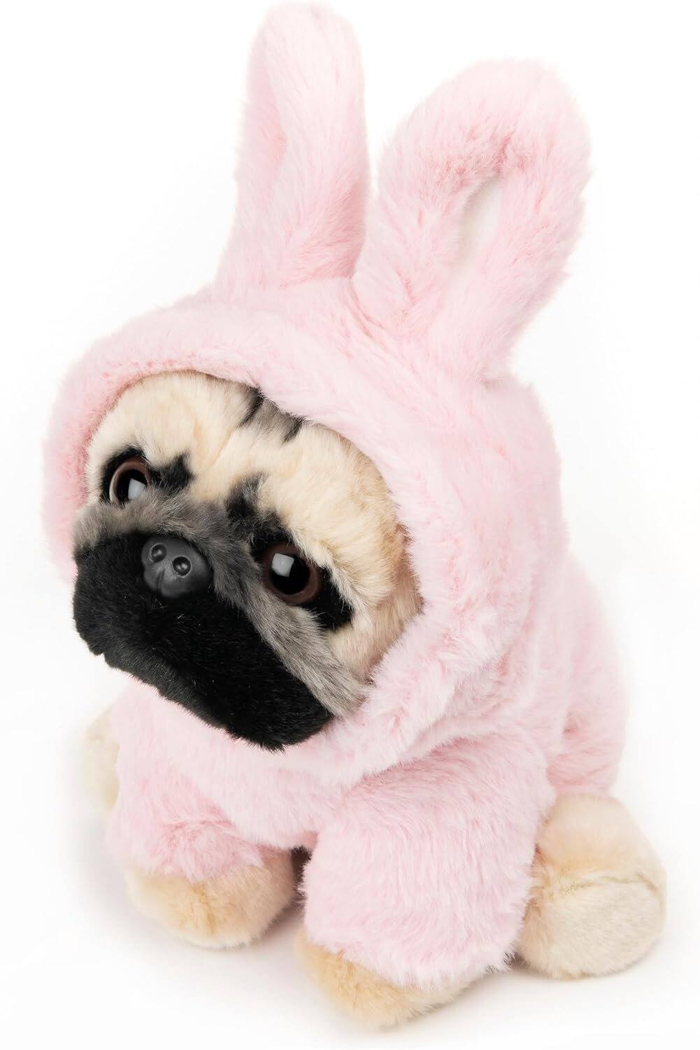 Back. Gund - GUND Doug the Pug 9-Inch Plush in Fuzzy Bunny Hoodie Soft Stuffed Animal for Kids Ages 1+ - Multicolour.
