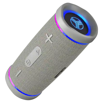 Front. TREBLAB - HD77 Premium Bluetooth Portable Speaker with Impactful Bass, 30W Portable Wireless Audio, 20H Battery, IPX7 Waterproof - Grey.