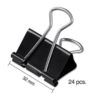 Alt View 3. Staples - Medium Binder Clips, 0.63" Capacity, Black, 24 Clips/Pack - Black.