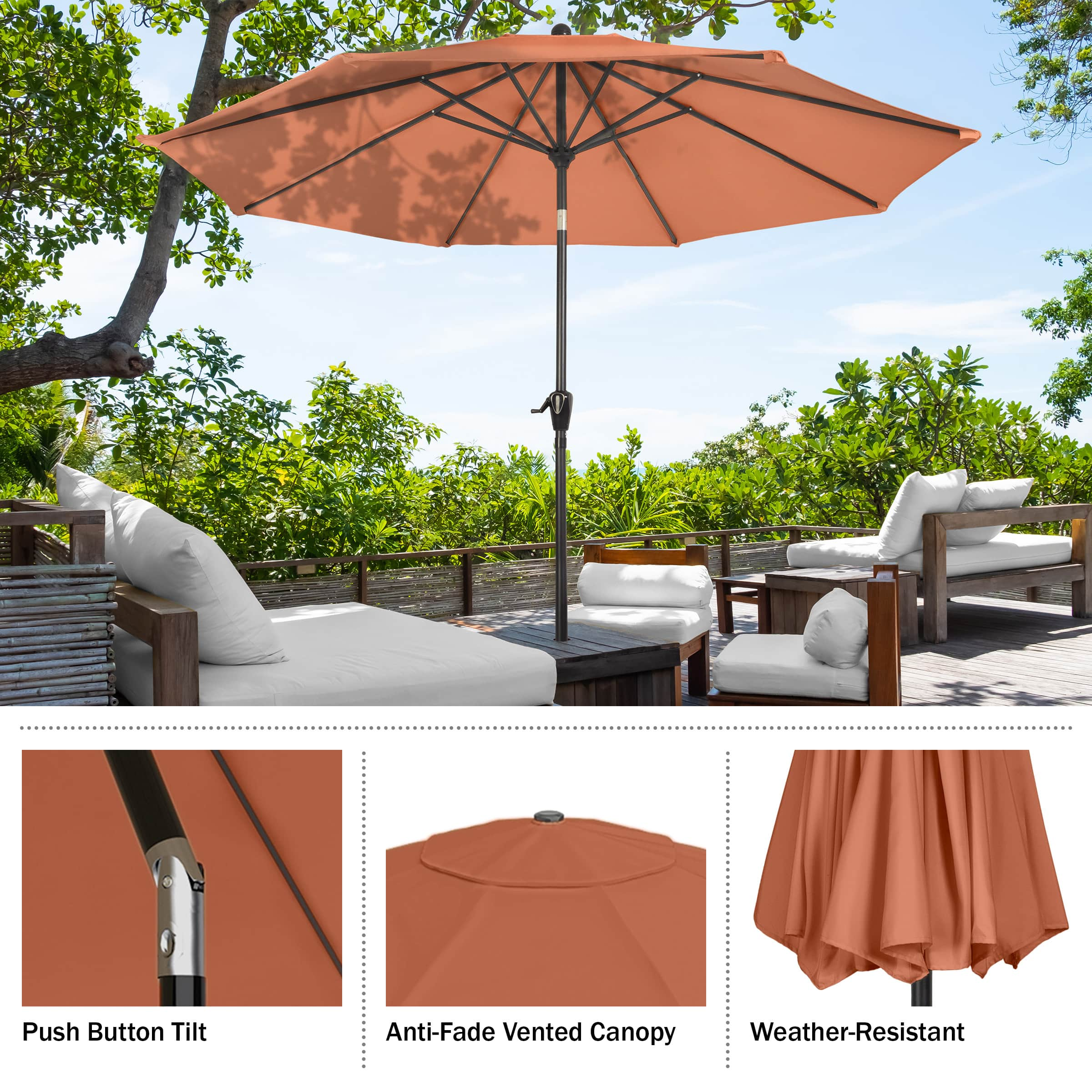 Pure Garden 10-ft Outdoor Umbrella Terracotta 50-100-tc - Best Buy