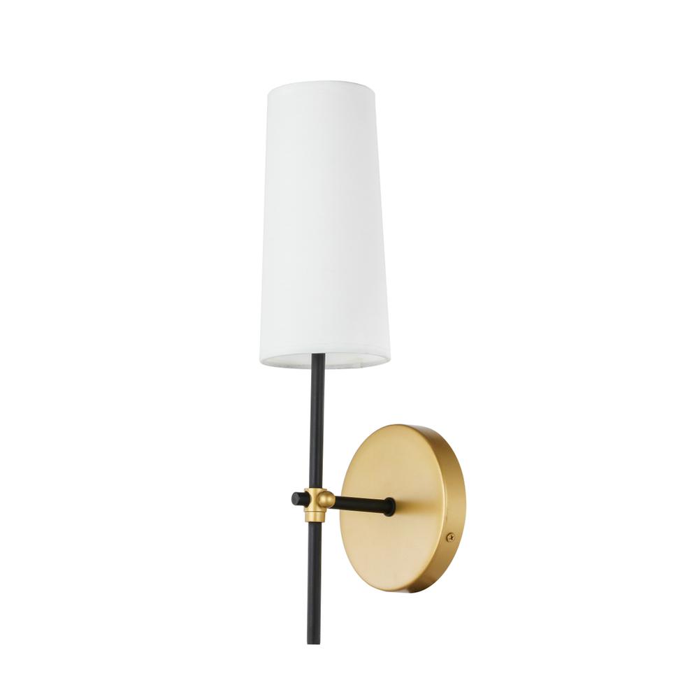 Alt View 6. Living District - Mel 1 light Brass and Black and White shade wall sconce - Brass And Black And White Shade.