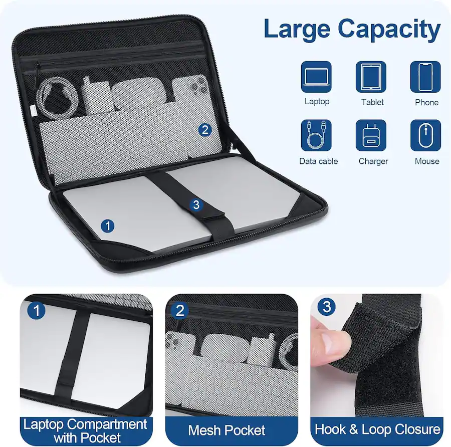 mosiso Laptop Sleeve 17 17.3 inch Waterproof Shockproof EVA Hard Shell ...