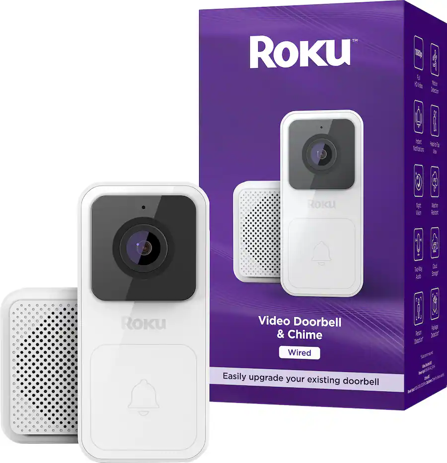 Roku Smart Home Video Wired Doorbell & Chime with Motion & Sound ...