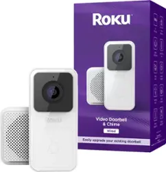 Roku - Smart Home Video Wired Doorbell & Chime with Motion & Sound Detection, Remote Monitoring, & 1080p HD Night Vision - White - Front_Zoom