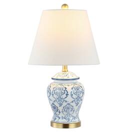 Jonathan Y - Juliana 22.25" Traditional Classic Chinoiserie Ceramic LED Table Lamp - Blue/White