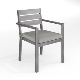 Martha Stewart - Bedford All-Weather Stacking Patio Dining Armchair with Seat Cushion - Gray