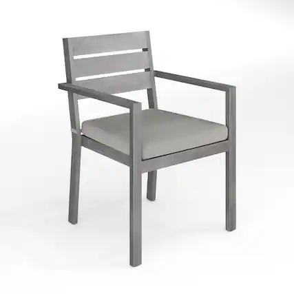Front. Martha Stewart - Bedford All-Weather Stacking Patio Dining Armchair with Seat Cushion - Gray.