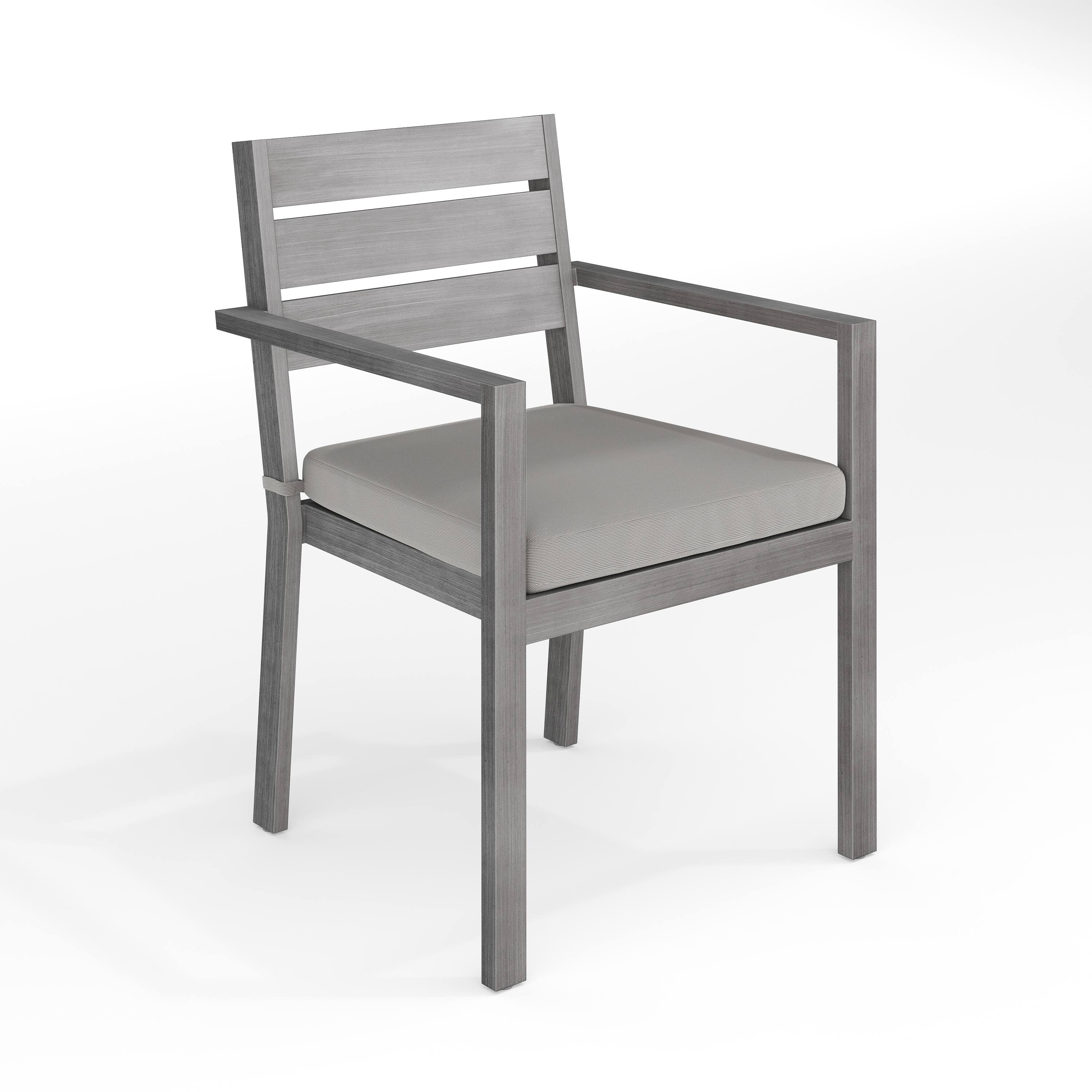 Front. Martha Stewart - Bedford All-Weather Stacking Patio Dining Armchair with Seat Cushion - Gray.