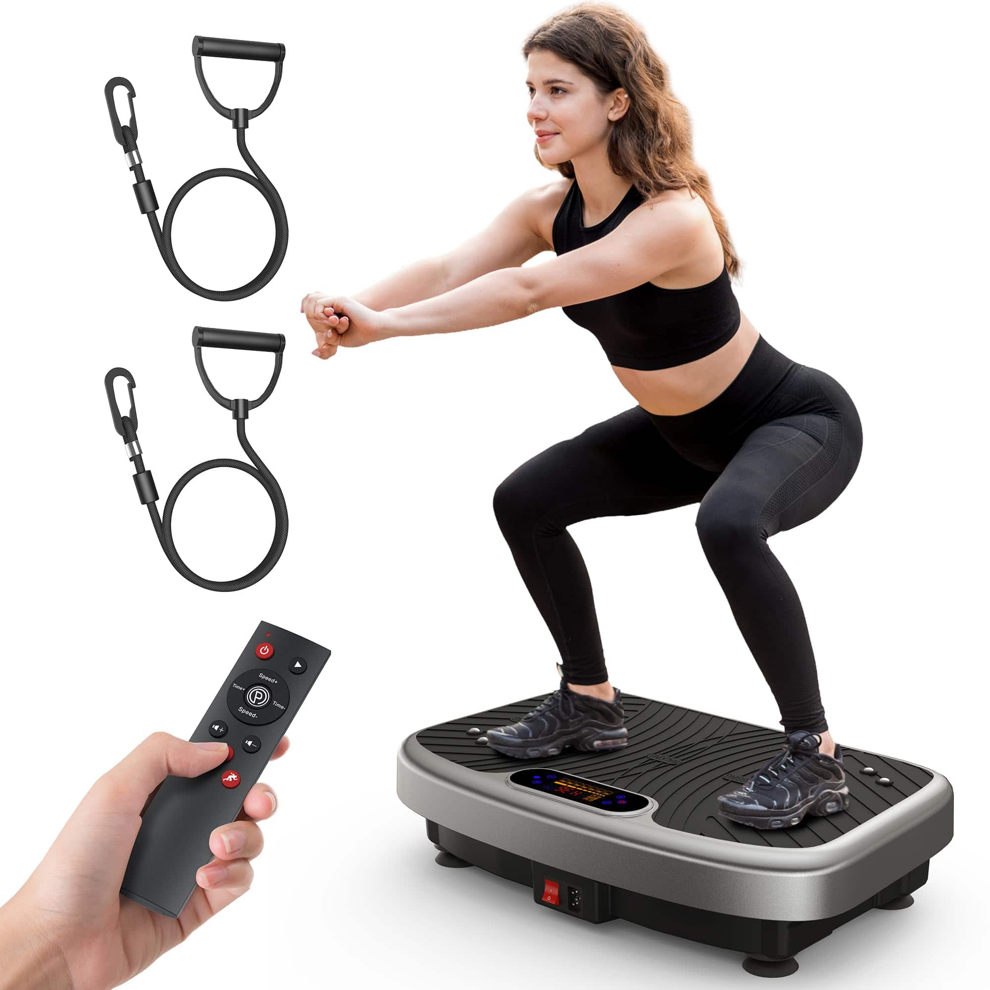 GlowWise - 450LBS VIBRATION PLATFORM: 200 SPEEDS FOR LYMPHATIC DRAINAGE, WEIGHT LOSS & BODY SHAPING - Gray