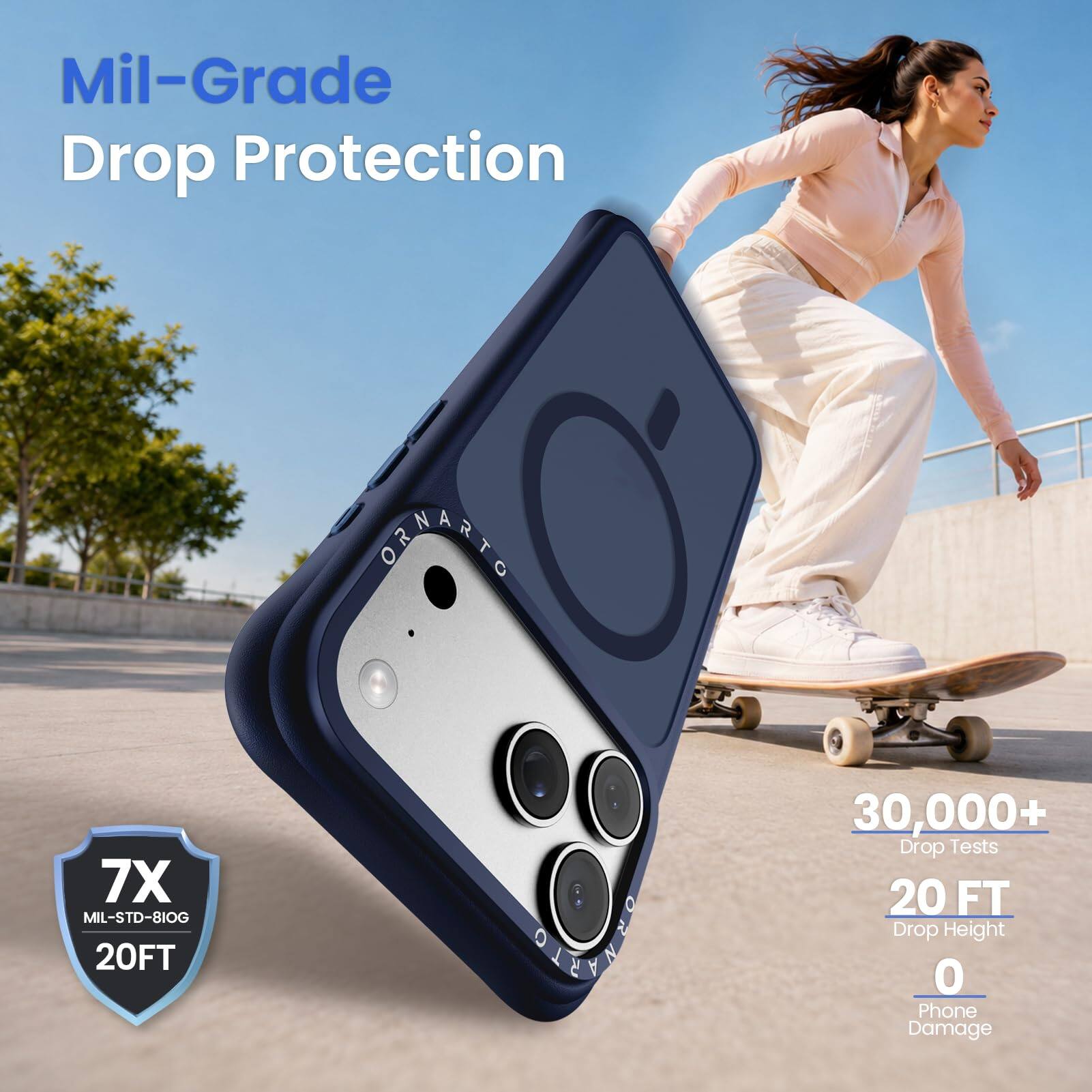 Mil-Grade Drop Protection

COMPANY

7X MIL-STD-810G 20FT

30,000+ Drop Tests

20 FT Drop Height

0 Phone Damage