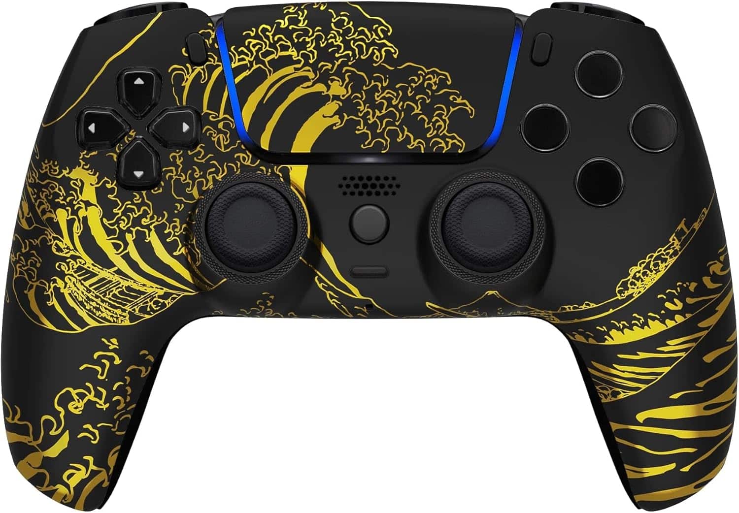 Front. Custom Controllerzz - Custom Wireless Controller for PS5 - Golden Waves.