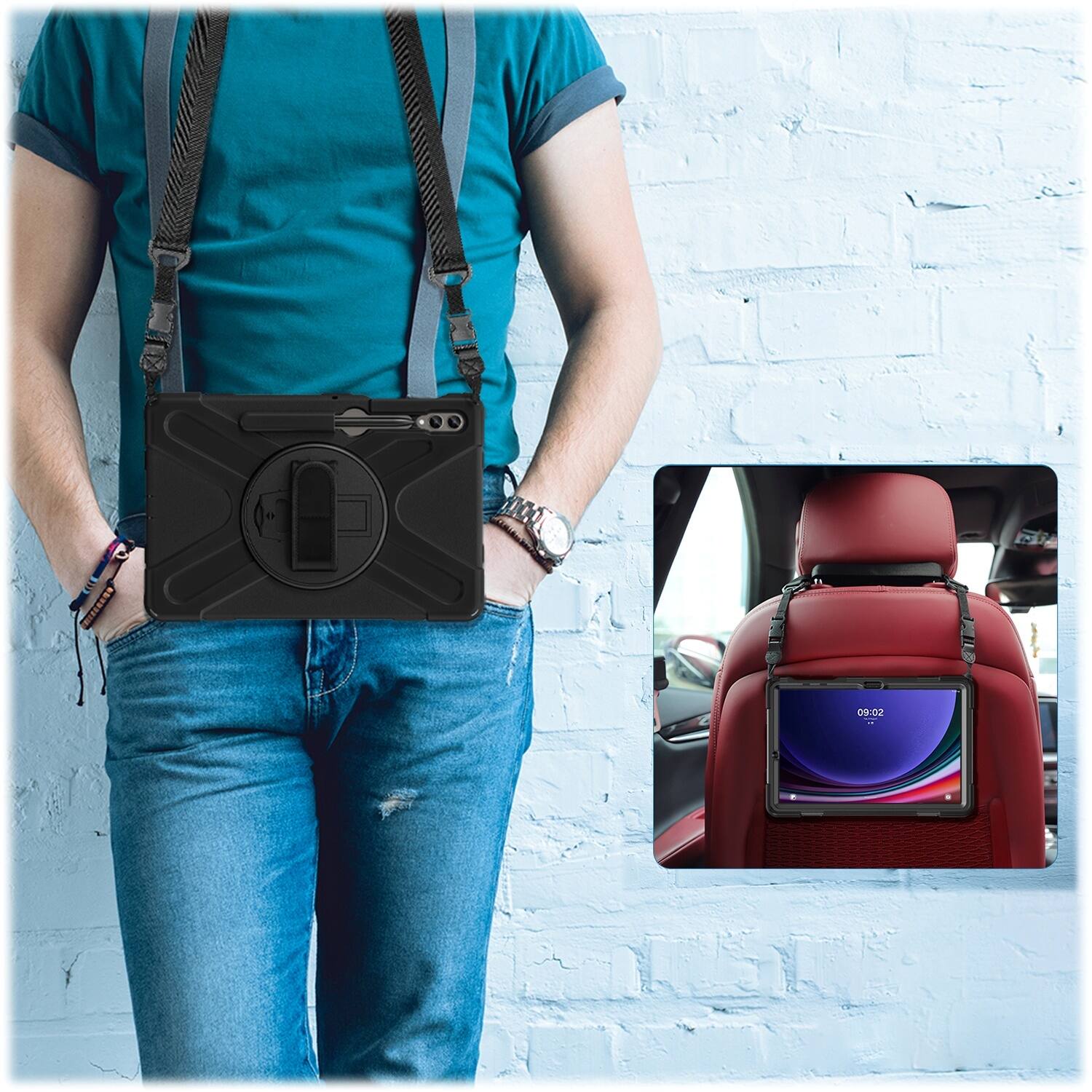 Alt View 18. SaharaCase - DEFENSE-X Series Case for Samsung Galaxy Tab S10+, Tab S9+, Tab S9 FE+, and Tab S8+ - Black.