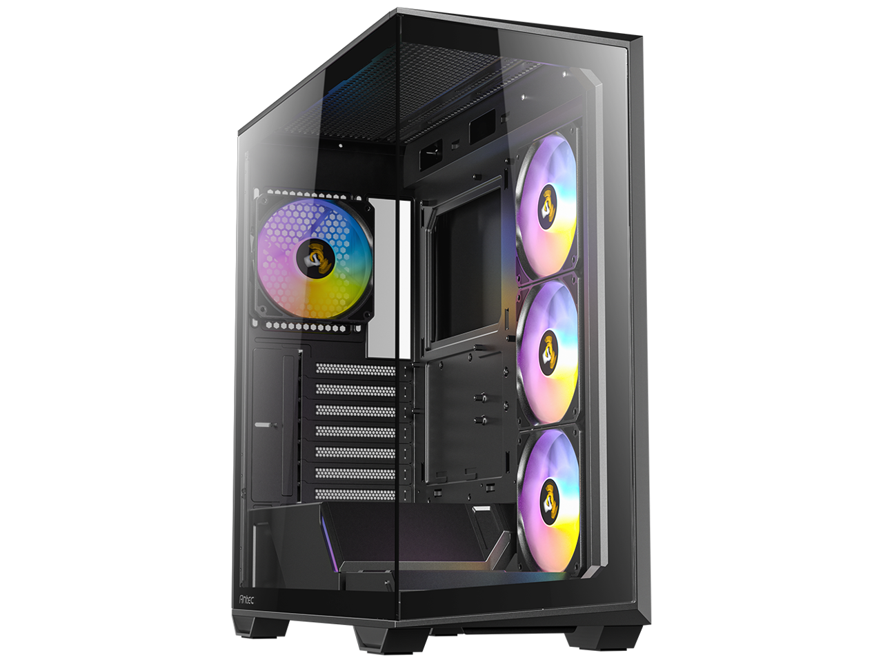 Alt View 2. Antec - Antec C3 ARGB, 4 x 120mm ARGB Fans, 8 Fan Support, Type-C 3.2 Gen 2, Tempered Glass, 360mm Radiator, Mid-Tower ATX Case - Black.