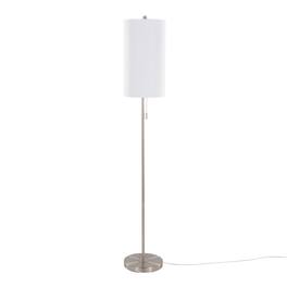 Loheer - 62 Inch Metal Floor Lamp Contemporary Standing Light with White Textured Linen Shade - Brushed Nickel