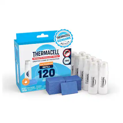 THERMACELL GENUINE REFILLS
THERMACELL REPELLENT REFILL
MOSQUITO PROTECTION
NISAETIEE ZONE OF 100
CREATES A Fuel-ZoneGuard
CHAATN REFILL!
THERMACELL 120
THERMACELL DtTUrta
THERMAC NET FONEAED PROT
REFILL am PS REACE If CHVOREN - REEP FET V - -ou - -
CAUTION: - - 1P 12HOuTuelCart
i THERMACEL 12Ho PUe
THERMACELL Cartridge
12HourFun
Haur my
THERMACELL Cartridge
Z HOUP Fue
THERMACELL Cartridge