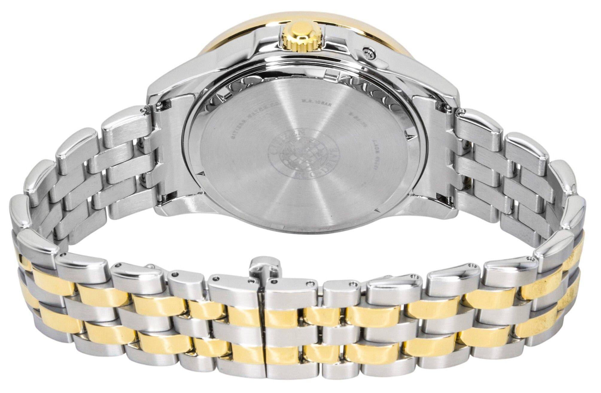 Back. Citizen - Calendrier Moonphase Two Tone Stainless Steel Blue Dial Eco-Drive BU0054-52L 100M Men's Watch - Blue.