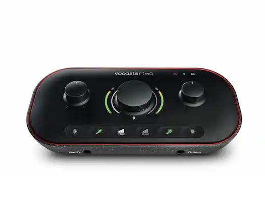 Front. Focusrite - Vocaster Two USB audio interface for podcast duos - record broadcast quality with ease! - Black.