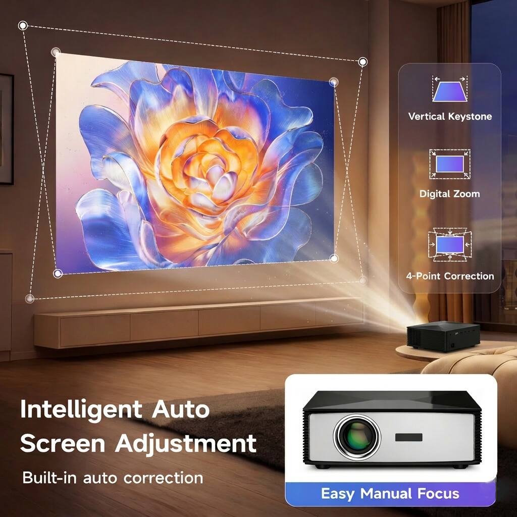 Vertical Keystone  
Digital Zoom  
4-Point Correction  
Intelligent Auto Screen Adjustment  
Built-in auto correction  
Easy Manual Focus
