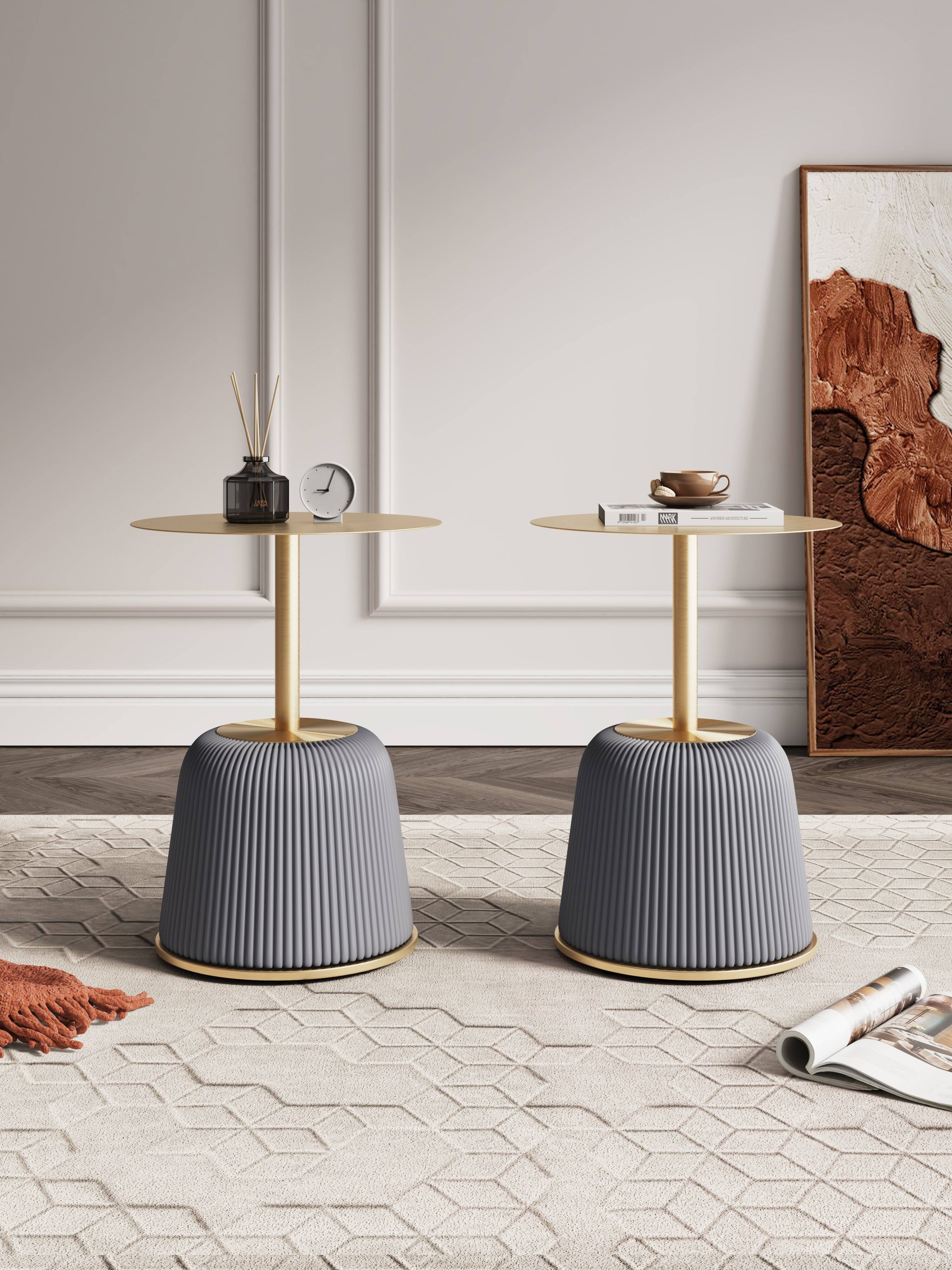 Angle. Manhattan Comfort - Anderson Modern Metal Top Upholstered End Table - Set of 2 - Gray.