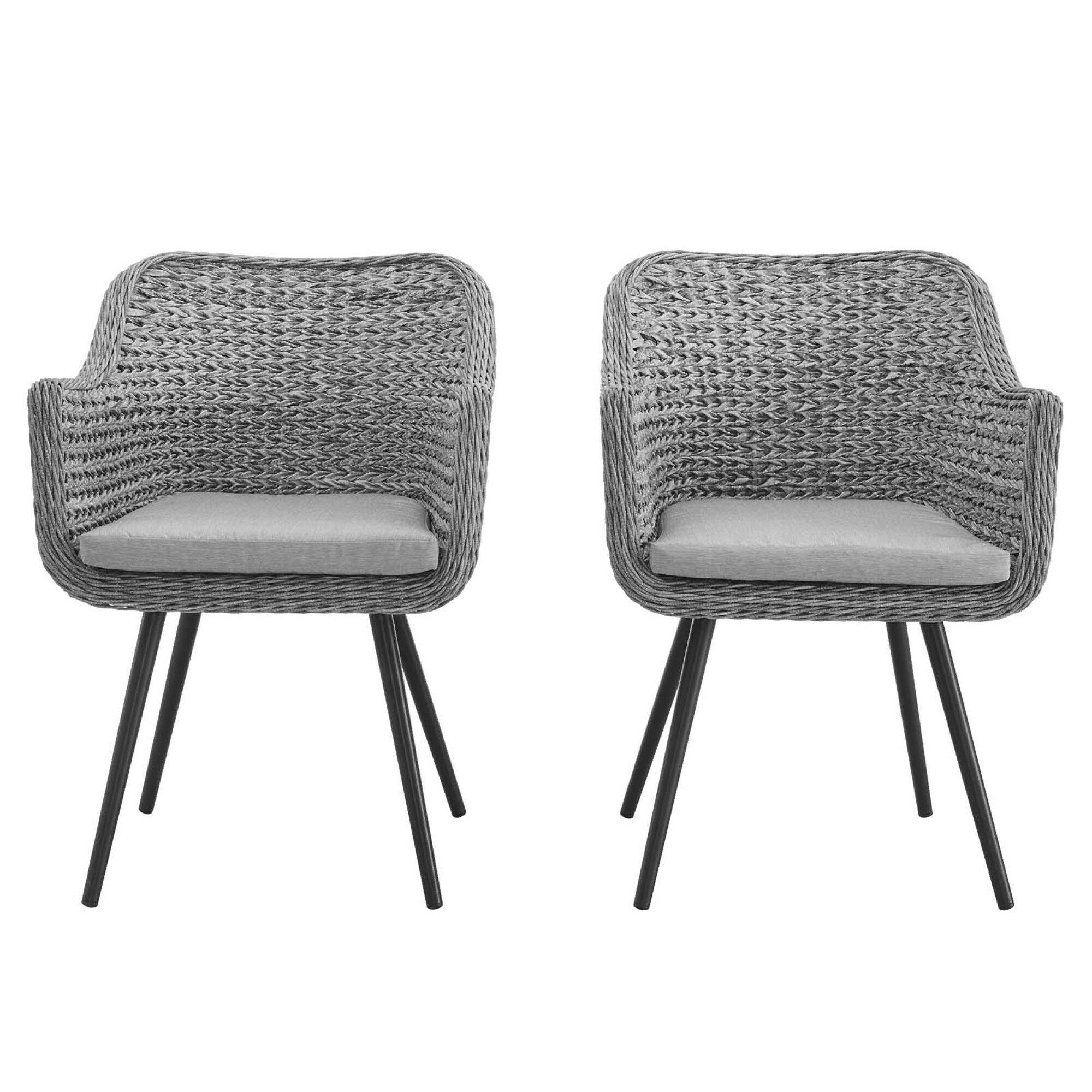 Alt View 2. Modway - Endeavor Outdoor Patio Wicker Rattan Dining Armchair Set of 2 by Modway - Gray Gray.