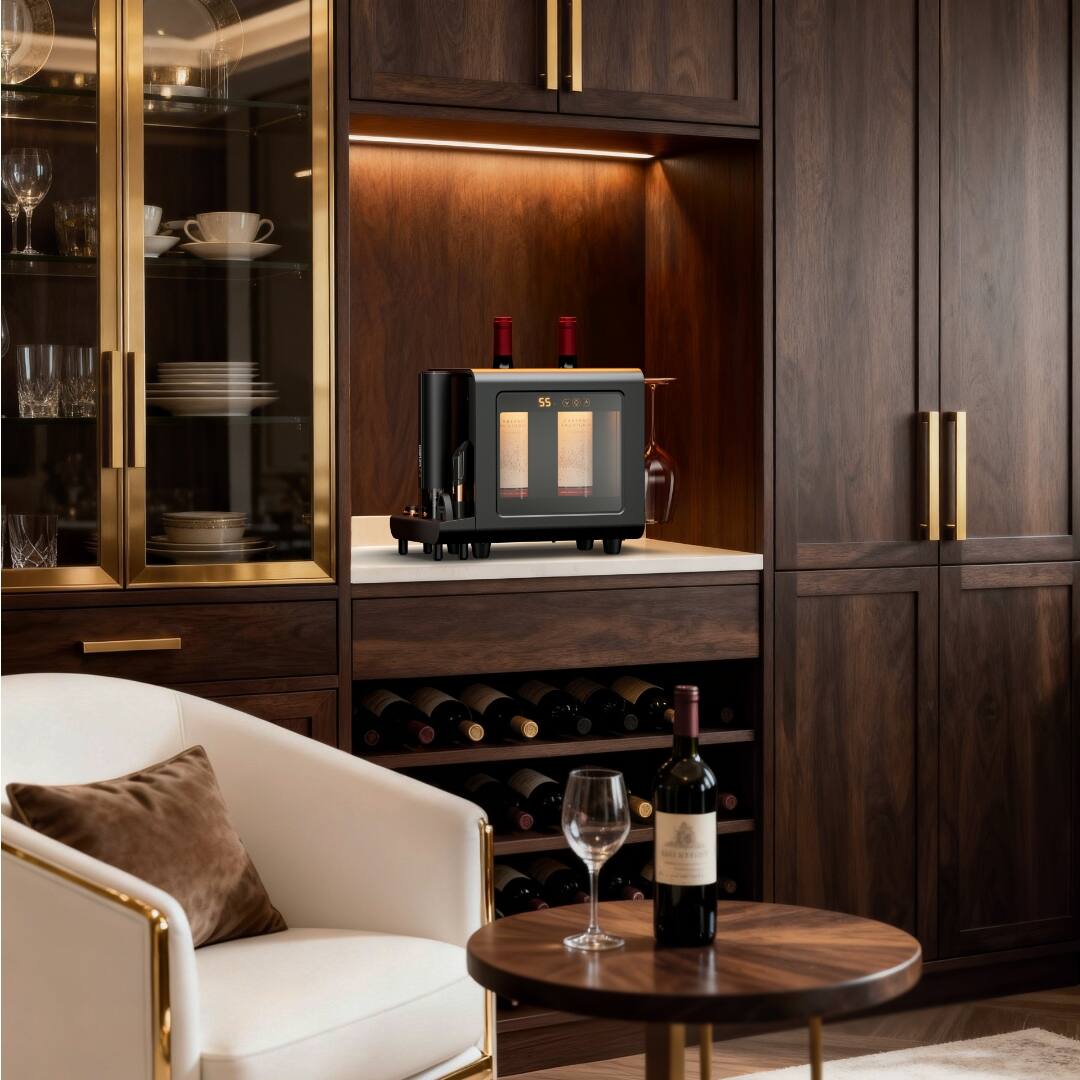 Alt View 10. Ca'Lefort - 3-in-1 Wine Chiller Set,2-Bottle Electric Cellar, Auto Opener & Crystal Glasses,Christmas Gift Set - black.