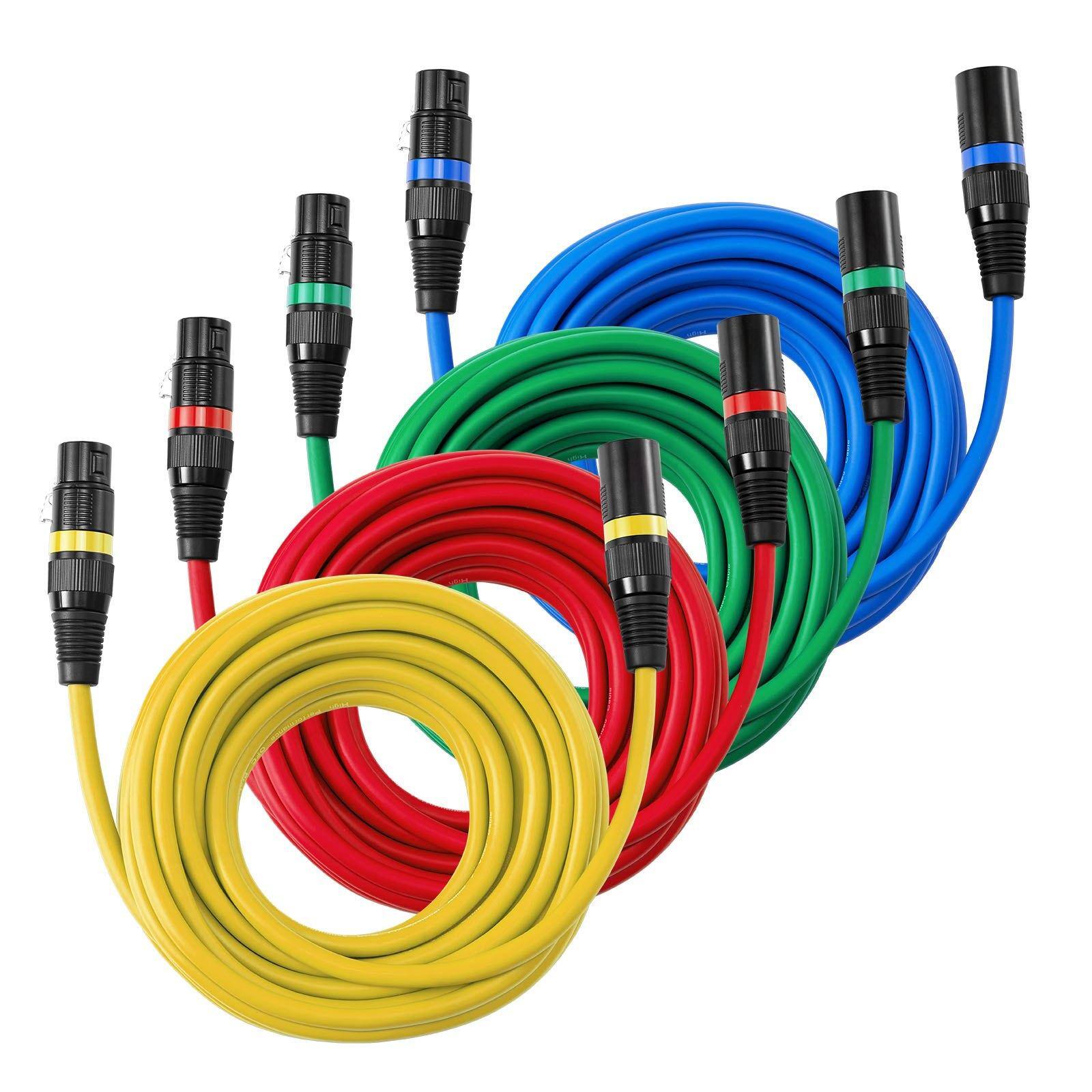 Alt View 9. Glintex - XLR Cable 25ft 4 Pack Shielded Balanced 3Pin DMX Male to Female Mic Cord for Microphone Mixer Amplifier Speaker.
