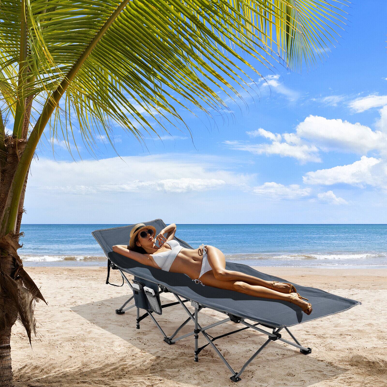 Alt View 1. Ecooso - Folding Camping Cot with Mattress and Carry Bag for Outdoor Travel - Blue/Gray/Red.