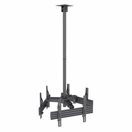 Mount-It! - Triple Ceiling TV Mount – 32″–65″ Displays, 360° Swivel, 15° Tilt, 33.9″–128.1″ Height, 66 lb per Screen - Black