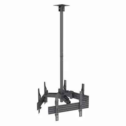 Front. Mount-It! - Triple Ceiling TV Mount – 32″–65″ Displays, 360° Swivel, 15° Tilt, 33.9″–128.1″ Height, 66 lb per Screen - Black.